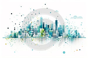 Smart City Wifi and city scape, Network connection concept, Modern City in the future
