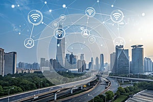 Smart city and wireless communication network photo