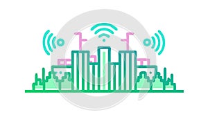 Smart City Wireless Network, Urban Connectivity System, vector design Generative AI