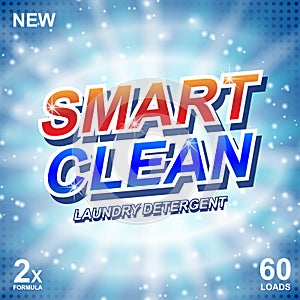 Smart clean soap banner ads design. Laundry detergent fresh clean Template. Washing Powder or Liquid Detergents Package