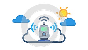 Smart Cloud Data: Wireless Communication and Cloud Technology, vector design Generative AI