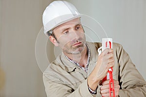 Smart concentrated builder in construction site