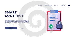 Smart Contract clipboard report data network connection verify illustration concept