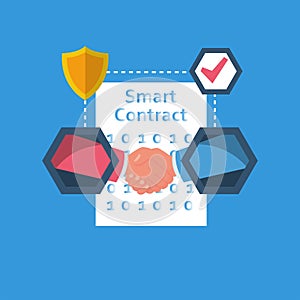 Smart contract concept. Blockchain contract icon