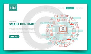 smart contract concept with circle icon for website template or landing page homepage