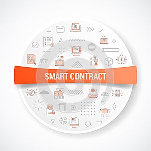 smart contract concept with icon concept with round or circle shape for badge