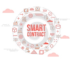 smart contract concept with icon set template banner and circle round shape