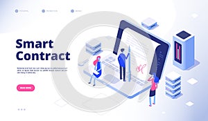 Smart contract. Digital signature electronic document smart contracts protocol facilitator cryptography agreement vector