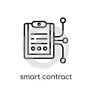 smart contract icon. Trendy modern flat linear vector smart cont