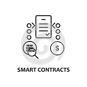 smart contracts icon with name. Element of crypto currency for mobile concept and web apps. Thin line smart contracts icon can be photo