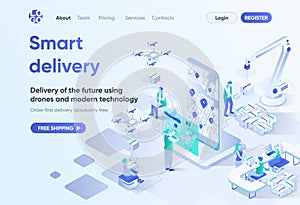 Smart delivery isometric landing page.
