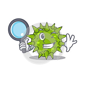 Smart Detective of vibrio cholerae mascot design style with tools