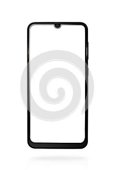Smart device with blank screen on white background