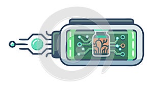 Smart device with brain circuit, symbolizing AI and intelligence, vector design Generative AI
