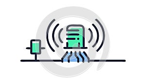 Smart device emitting signals, symbolizing wireless communication, vector design Generative AI