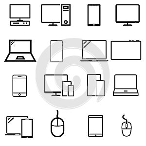 Smart devices vector icons set. Smart devices icon. Gadgets illustration symbol collection.  computer equipment and electronics si