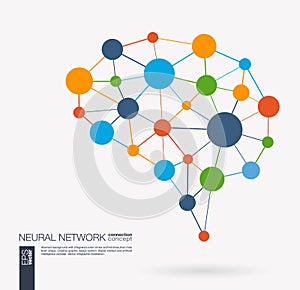 Smart digital brain idea. Futuristic neural network interact grid concept. Artificial intelligence creative think mesh