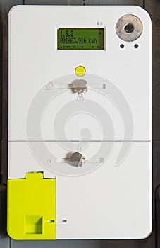 Smart digital electricity meter. Close-up.