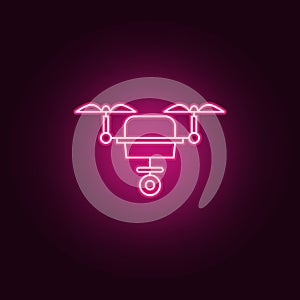 Smart drone camera icon. Elements of artifical in neon style icons. Simple icon for websites, web design, mobile app, info