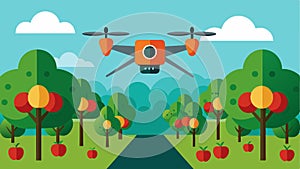 A smart drone equipped with highdefinition cameras captures images of a farmers apple orchard throughout the growing photo