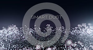 Smart dust abstract vector background. Particles with aberration and bokeh. Hitech technology wallpaper