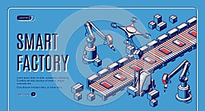 Smart factory automation isometric web banner