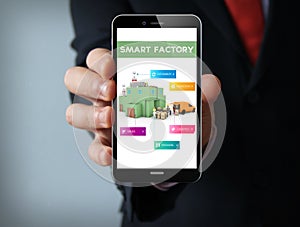 smart factory businessman smartphone