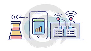 Smart Factory Data Processing Vector, Industrial Automation, IoT Manufacturing, vector design Generative AI
