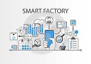 Smart factory or industrial internet of things background illustration