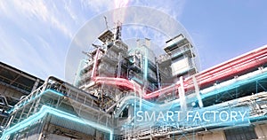 Smart factory. Smart chemical factory. Exterior of a chemical factory. Smart chemical plant concept. Smart enterprise