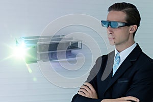 Smart factory which use futuristic technology which combine big data, iot, 5g, machine deep learning, automation robot, augmented