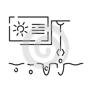 Smart farm line icon, smart farming and agriculture icon or sign, vector