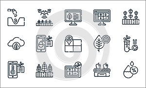 smart farm line icons. linear set. quality vector line set such as humidity, smart farm, temperature, conveyor belt, wheat, smart