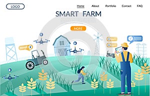 Smart farm vector website landing page design template