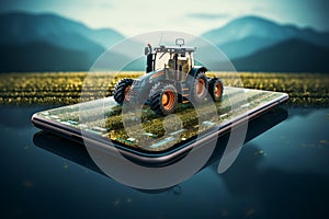 Smart farming 3D tractor, smartphone control for efficient online agriculture management