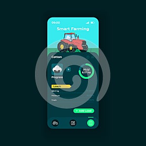 Smart farming app smartphone interface vector template