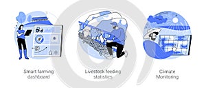 Smart farming data analysis isolated cartoon vector illustrations se