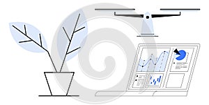 Smart Agriculture Concept with quadcopter Technology, Data Analytics, and Sustainable Plant Growth