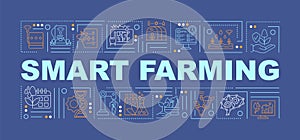 Smart farming innovations word concepts blue banner