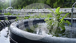 Smart farming revolution ai-driven sensors monitor crop growth in high-tech greenhouses photo
