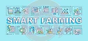 Smart farming word concepts turquoise banner