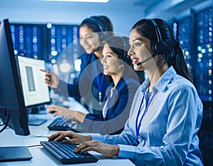 Smart Female IT Programer Working on Desktop Computer Software Development Code Writing Website Design Database