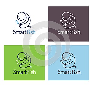 Smart fish logo template set