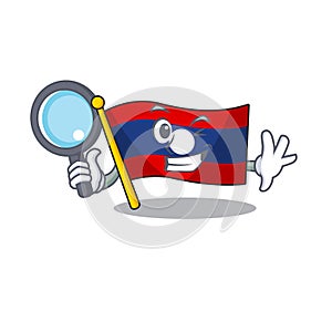 Smart flag laos Scroll Detective cartoon character design