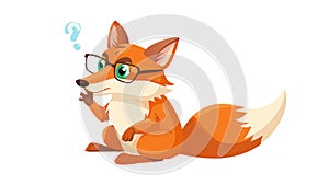 Smart Fox Character with Reading Glasses, vector design Generative AI
