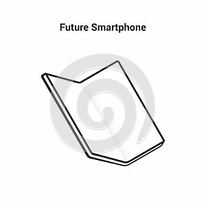 The smart of the future. Black and white icon on an isolated background. Folding smartphone. Bending modern display