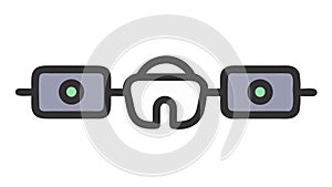 Smart glasses with display, symbolizing augmented reality, future tech, and digital vision, vector design Generative AI