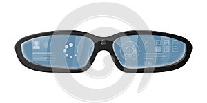 Smart glasses displaying futuristic augmented reality interface