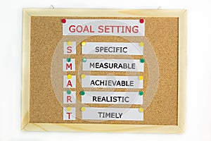 Smart goal setting idea on a pin board