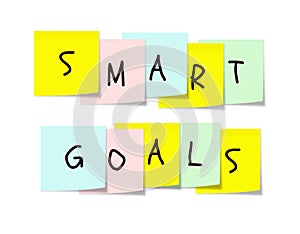 Smart Goals on colorful sticky notes
